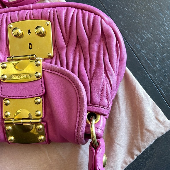 MIU MIU Miu Coffer pink matelasse nappa leather handbag crossbody bag w/dust bag - Picture 8 of 16